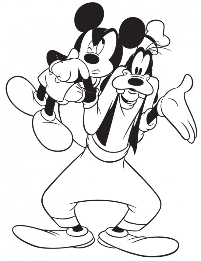 Coloriage et dessins gratuits Dingo et Mickey à imprimer