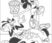 Coloriage Dingo et Mickey jouent de la basket