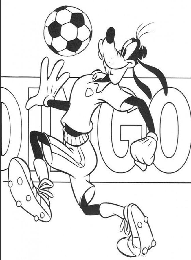 Coloriage et dessins gratuits Dingo joue le football à imprimer