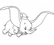 Coloriage et dessins gratuit Dumbo entrain de voler à imprimer
