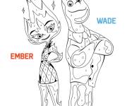 Coloriage Ambre et Wade héros Elemental