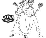 Coloriage et dessins gratuit Elelna et Mateo avec leurs armes magiques à imprimer