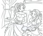 Coloriage et dessins gratuit Elena avec sa petite s&oelig;ur à imprimer