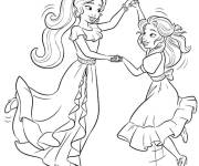 Coloriage et dessins gratuit Elena d'Avalor avec Isabelle en dansant à imprimer