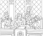 Coloriage Elena d'Avalor avec la famille royale dans le château