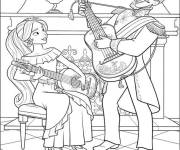 Coloriage Elena d'Avalor chante avec le roi