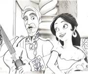 Coloriage et dessins gratuit Elena d'avalor chante avec son grand-p&egrave;re à imprimer