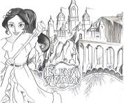 Coloriage et dessins gratuit Elena d'avalor devant le château à imprimer