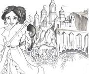 Coloriage et dessins gratuit Elena d'avalor devant le ch&acirc;teau à imprimer