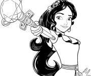 Coloriage Elena d'Avalor pr&ecirc;te &agrave; attaquer