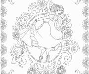 Coloriage La belle princesse Elena en dansant avec motifs
