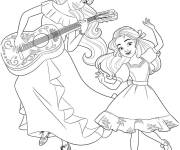 Coloriage Les deux sœurs royale d'Avalor en chantant
