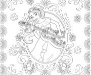 Coloriage Princesse Elena d'Avalor avec son guitare