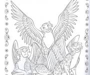 Coloriage Trois jaguars volants, les amis d'Elena d'Avalor