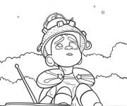Coloriage Elio assis sur la plage