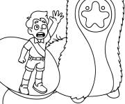 Coloriage Elio avec un monstre poilu