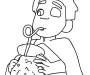 Coloriage Elio buvant un cocktail
