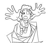 Coloriage Elio en tombant dans le fuit