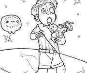 Coloriage Elio et Blob dans la navette extraterrestre