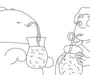 Coloriage Elio et Glordon boivent un cocktail