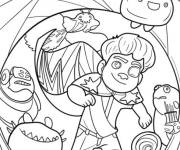 Coloriage Elio et le monstres se retrouvent dans la terre