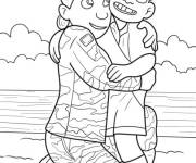 Coloriage Elio et Olga sur la plage