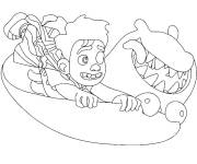 Coloriage et dessins gratuit Glordon en volant avec son ami Elio à imprimer