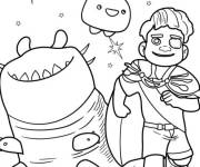 Coloriage Glordon et Elio en s'&eacute;chappant