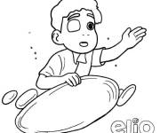 Coloriage et dessins gratuit Sc&egrave;ne du gar&ccedil;on Elio en volant dans l'espace à imprimer