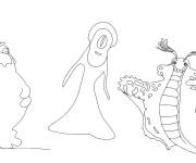 Coloriage Trois monstres du film Elio