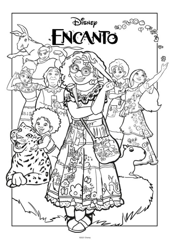 Coloriage et dessins gratuits Encanto toute la famille Madrigal à imprimer