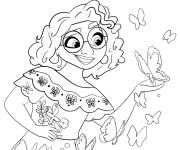 Coloriage Mirabel avec un papillon Encanto 