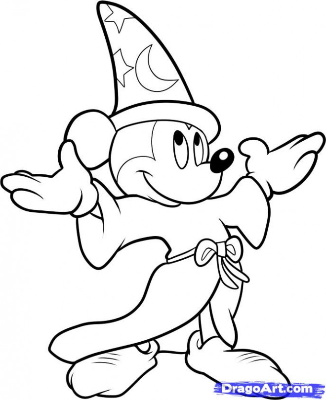 Coloriage et dessins gratuits Fantasia Mickey à imprimer