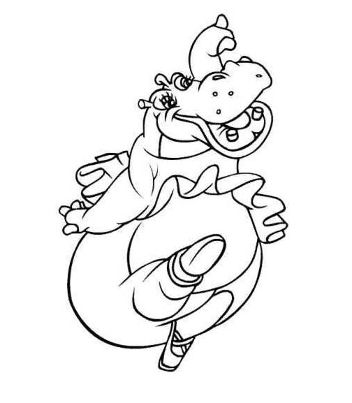 Coloriage et dessins gratuits Hippopotame de Fantasia Disney à imprimer