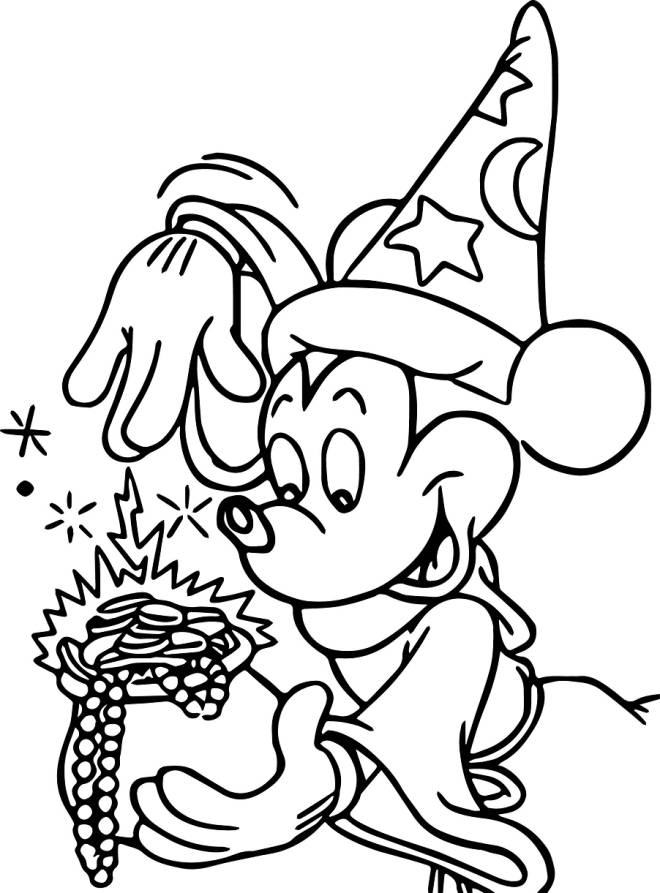 Coloriage et dessins gratuits Le magicien Mickey Mouse de Fantasia à imprimer