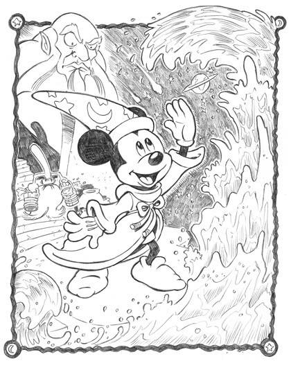 Coloriage et dessins gratuits Mickey et le monde de magie dans Fantasia à imprimer