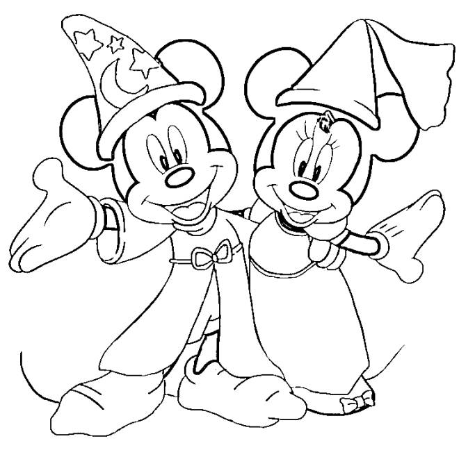 Coloriage et dessins gratuits Mickey et Minnie Fantasia à imprimer