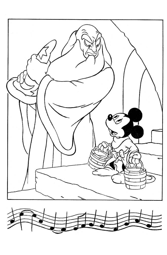 Coloriage et dessins gratuits Mickey Mouse et le sorcier de Fantasia à imprimer