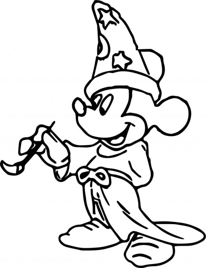 Coloriage et dessins gratuits Sorcier Mickey avec le pinceau de couleur à imprimer