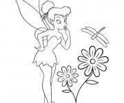 Coloriage Fee Clochette avec une libellule