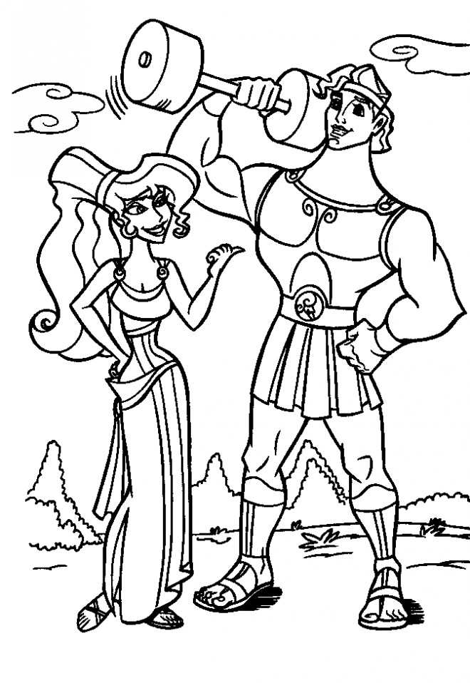 Coloriage et dessins gratuits Hercule avec Megara à imprimer
