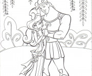 Coloriage Hercule et Megara dans la nature