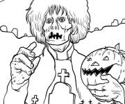 Coloriage Billy Butcherson avec une citrouille de Halloween