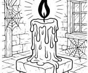 Coloriage Bougie &agrave; flamme noire en vecteur