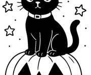Coloriage Chat Binx sur une citrouille