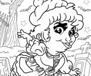 Coloriage Chibi Mary Sanderson au cimeti&egrave;re