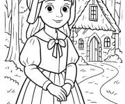 Coloriage Emily Binx de Hocus Pocus devant sa maison