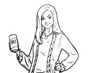 Coloriage Fille de Hocus Pocus tenant une boite de sel
