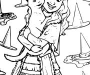 Coloriage Fille mignonne avec son chat du film Hocus Pocus
