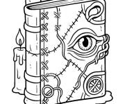 Coloriage Grimoire et bougies du film Hocus Pocus